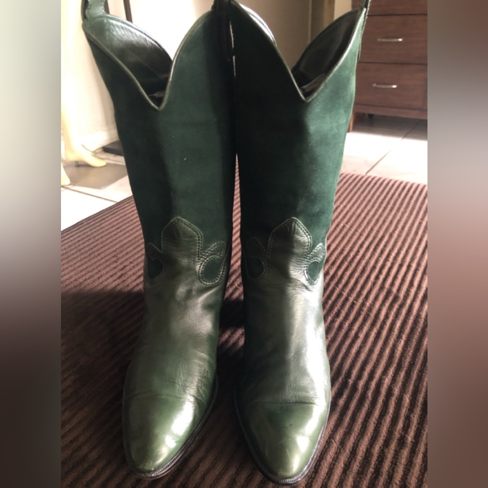Vintage Miss Maud Paris Women’s Green Leather Boots Size 39 1/2